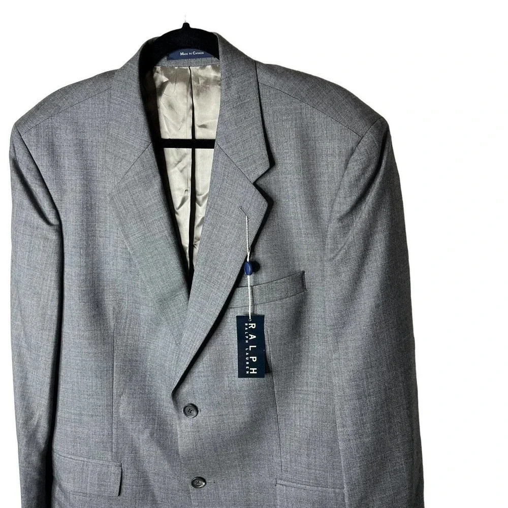 Ralph Lauren Size 42 R Sport Coat Blazer 100% Virgin Wool 2 Button Gray NEW FLAW